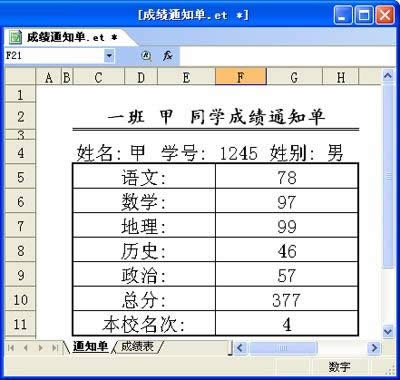成績(jī)通知單