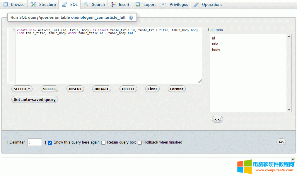  phpMyAdmin ͨ^ SQL Z(y)ϳɌ(do)õҕD article_full