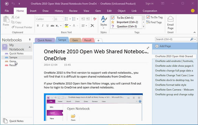 I OneNote Ƅ@Щ浽һօ^