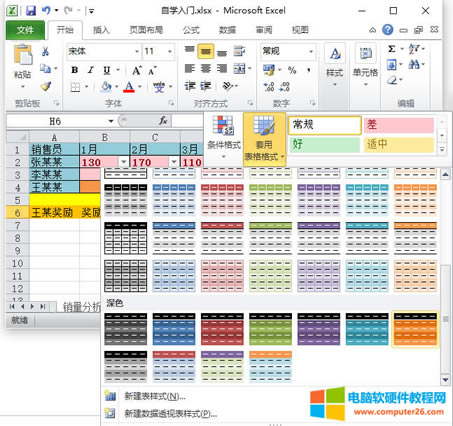 Excel表格樣式(Excel2010中套用單元格和表格樣式的方法美化表格-表格制作)2