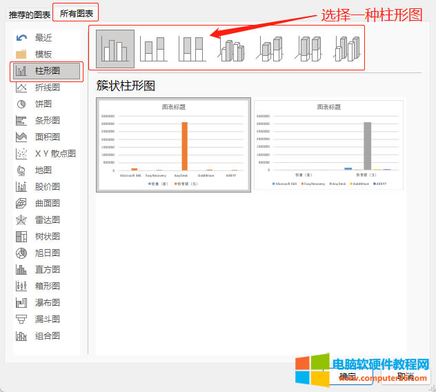 選擇柱形圖