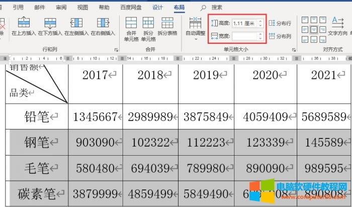 表格行高調(diào)整