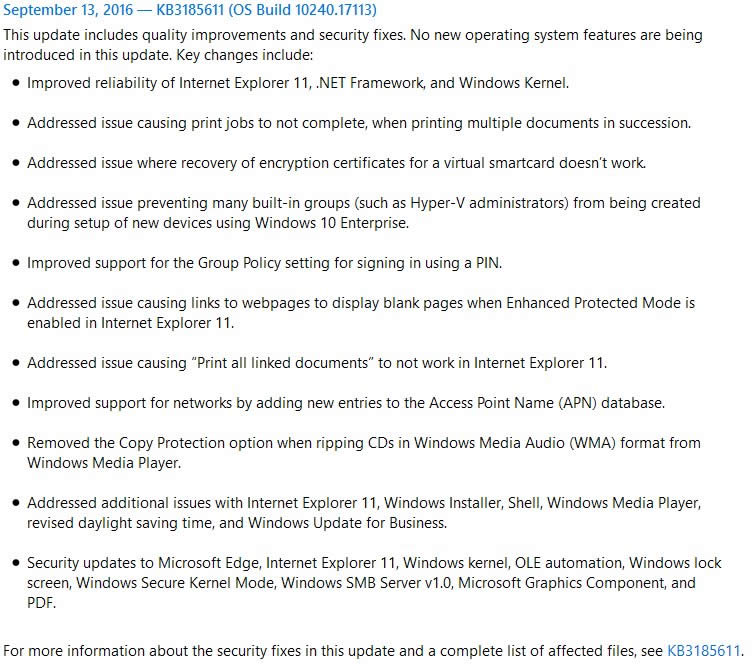 Win10 10240更新的kb3185611
