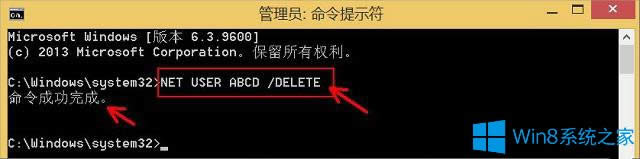 Win8如何利用命令刪除用戶賬戶?