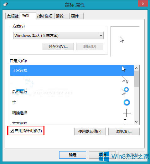 Win8怎么調(diào)出鼠標(biāo)指針下的陰影